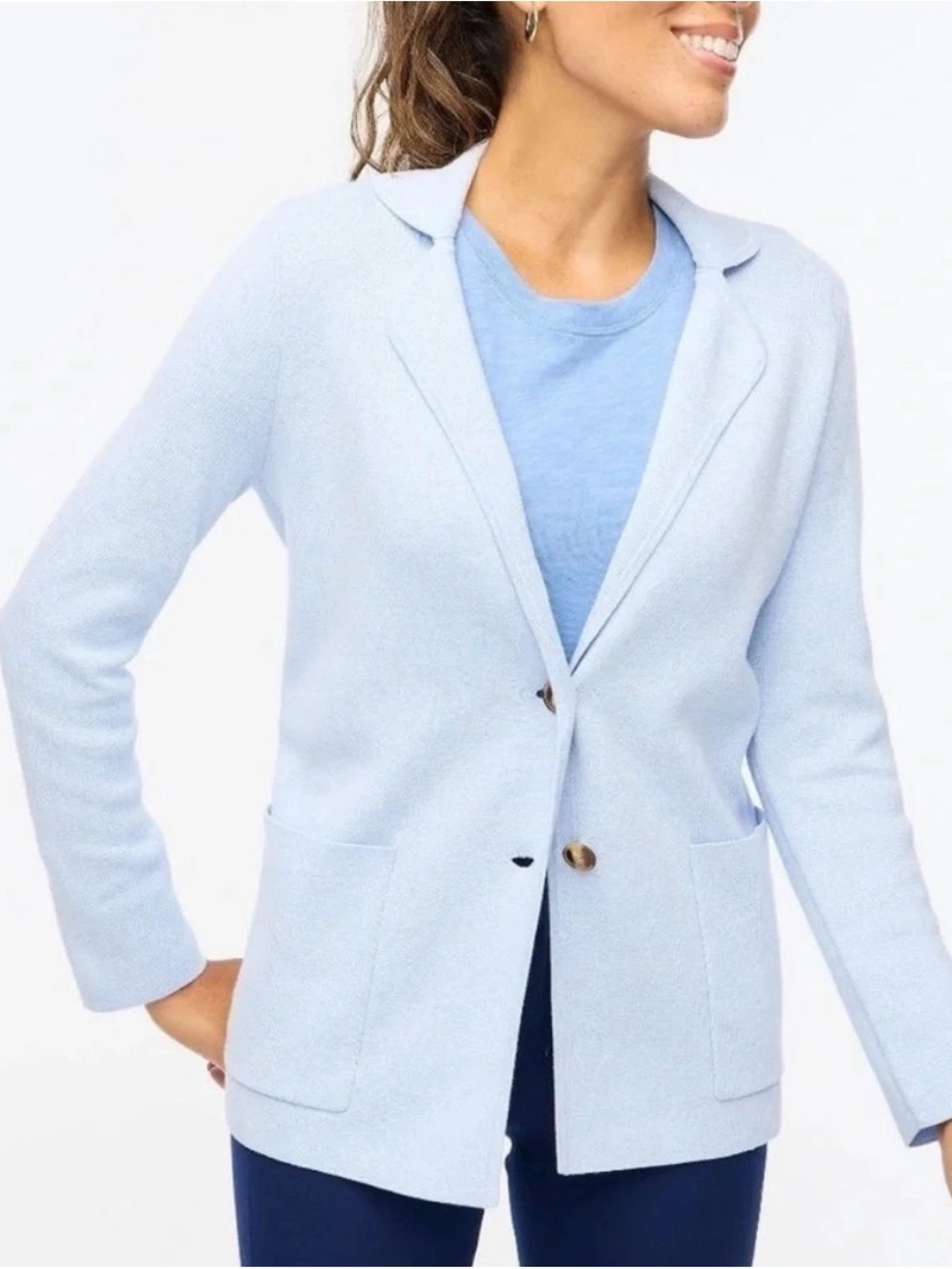 J. Crew Light Blue Knit Blazer